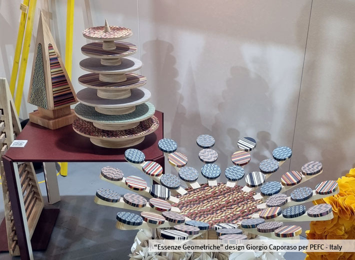 Essenze Geometriche design Giorgio Caporaso per PEFC in mostra a Superstudio - Milano Design Week 2025