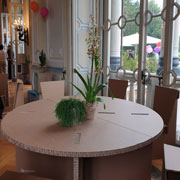 Cardboard tables and chairs from Lessmore Events Line GC001 Design Giorgio Caporaso