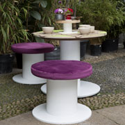 Bobina Table with Bobina Pouf Art Direction Giorgio Caporaso - Italy photo Daniela Berruti