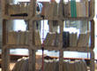 La libreria More realizzata in cartone riciclato è personalizzabile su entrambi il lati