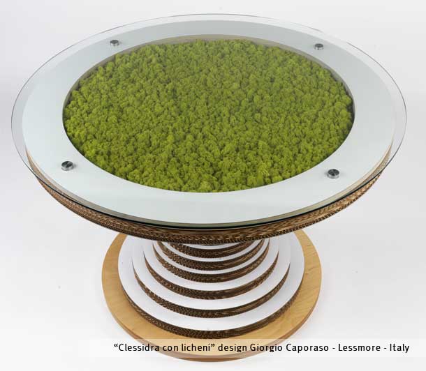 Tavolo Clessidra con licheni -  design Giorgio Caporaso - Lessmore