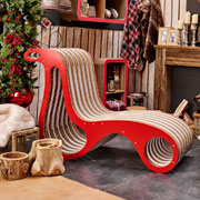 X2Chair chaise longue in cartone con finiture in legno laccato rosso. Design: Giorgio Caporaso per Lessmore