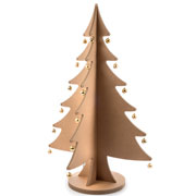 Albero di Natale in cartone, colore avana naturale, con fori per decorazioni e addobbi, Lessmore (altezza 220 cm)